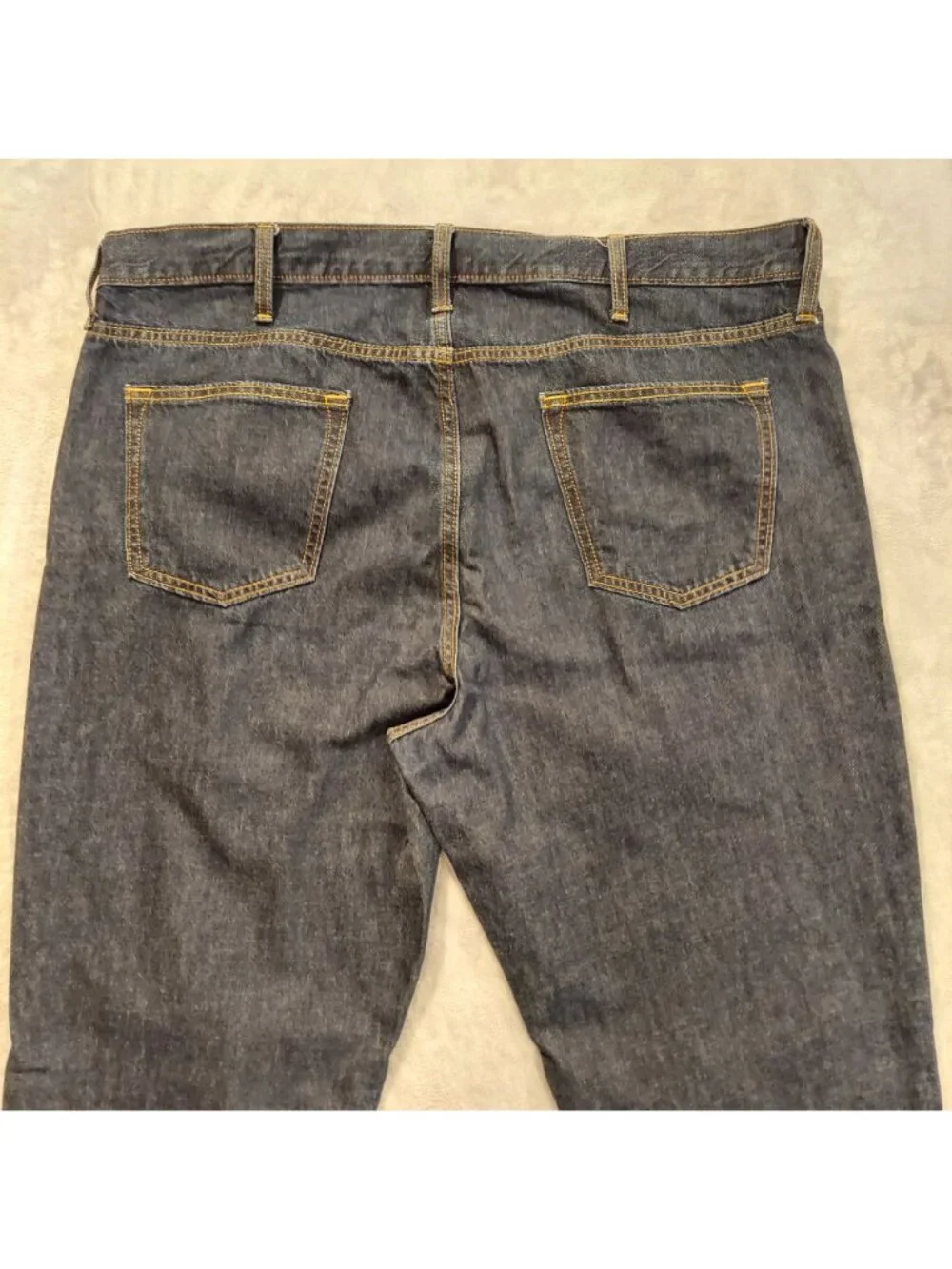 Old Navy dark mens straight 42x36 jeans measure 43x35.5 high rise 100% cotton